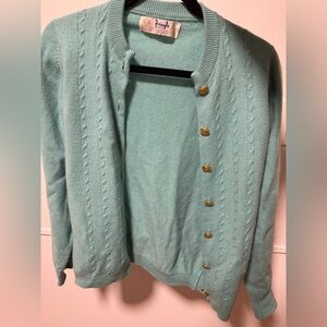 Pringle Light Green Cardigan with Gold Buttons